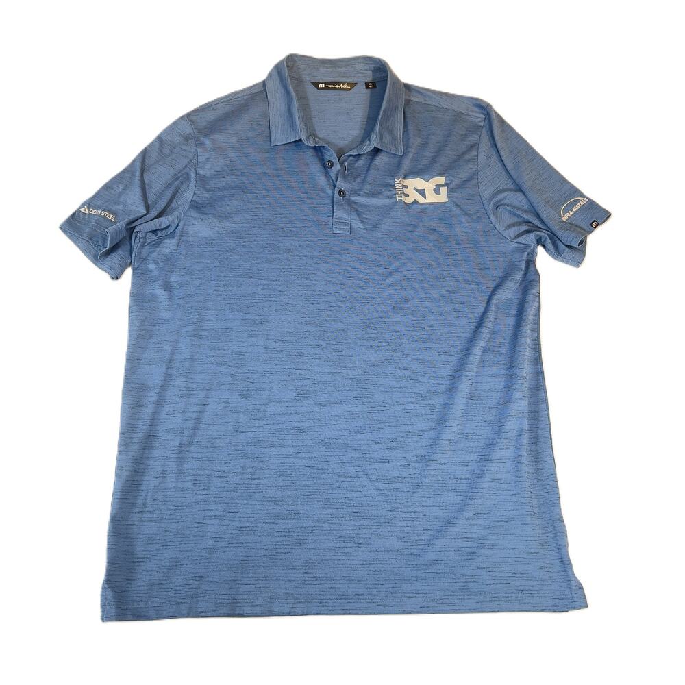 Travis Mathew Golf Polo Shirt Men's 2XL "Textured" Blue w/ Company Branding